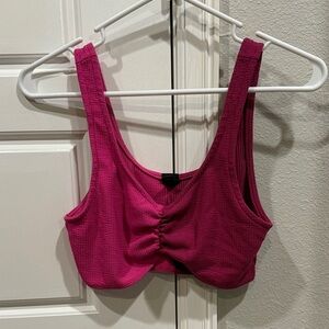 Women's Pink Textured Crop Top/Bralette